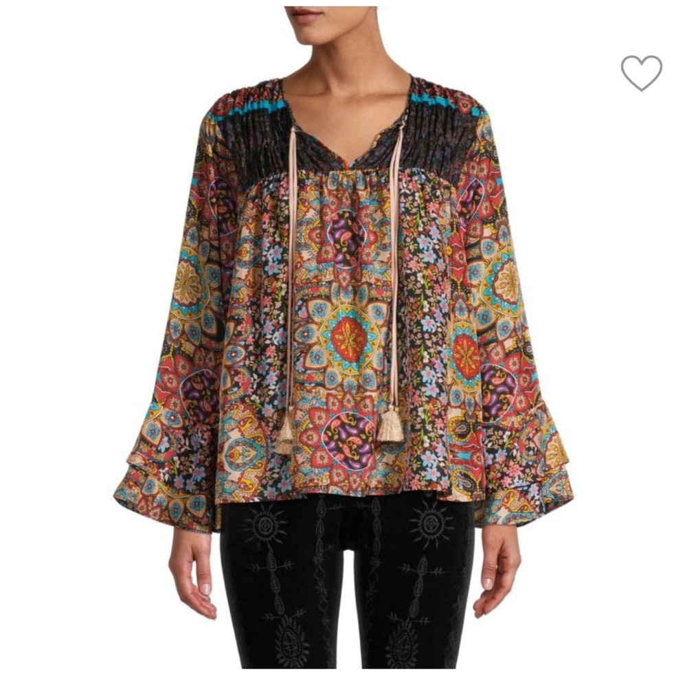 Johnny Was Jade Mandala Margot Silk Blouse